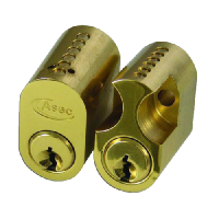 ASEC 6-Pin Scandinavian Oval External / Internal Cylinder  Keyed To Differ  - Polished Brass