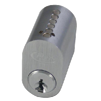 ASEC 6-Pin Scandinavian Oval External Cylinder  Keyed To Differ  - Satin Chrome