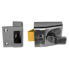 ASEC AS14 & AS18 Non-Deadlocking Nightlatch 40mm Cyl - Polished Chrome Case with Satin Chrome Cylinder