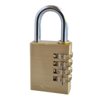 ASEC  Open Shackle Combination Padlock 40mm 4 Wheel  - Brass