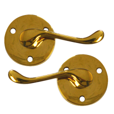 ASEC Victorian Scroll Round Rose Lever Furniture  - Polished Brass