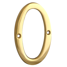 ASEC Metal Numerals 76mm `0`  - Polished Brass