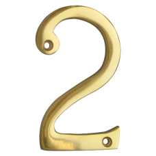 ASEC Metal Numerals 76mm `2`  - Polished Brass