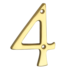 ASEC Metal Numerals 76mm `4`  - Polished Brass
