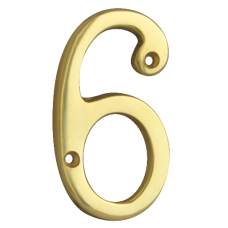 ASEC Metal Numerals 76mm `6`  - Polished Brass