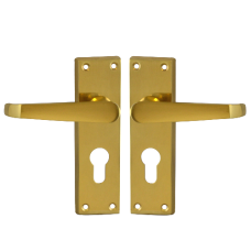 ASEC Victorian Plate Mounted Lever Furniture  Euro Lever Lock  - Polished Brass