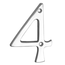 ASEC Metal Numerals 76mm `4`  - Chrome Plated