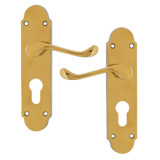 ASEC Oakley Plate Mounted Lever Furniture  Euro Lever Lock  - Polished Brass