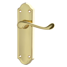 ASEC Ashstead Plate Mounted Lever Furniture  Long Plate Lever Latch  - Polished Brass