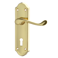 ASEC Ashstead Plate Mounted Lever Furniture  Long Plate Lever Lock  - Polished Brass