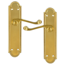 ASEC Georgian Shaped Plate Mounted Lever Furniture  Lever Latch - Polished Brass