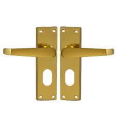 ASEC Victorian Plate Mounted Lever Furniture  Oval Lever Lock  - Polished Brass