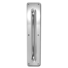 ASEC Plate Mounted 63mm Aluminium Pull Handle 225mm  - Polished Anodised Aluminium