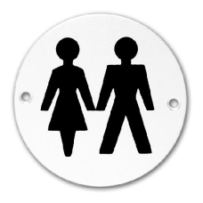 ASEC Aluminium Metal Toilet Door Sign 76mm `Unisex` - Satin Anodised Aluminium