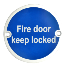 ASEC Metal `Fire Door Keep Locked` Sign 76mm SAA - Aluminium