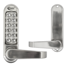 ASEC AS4300 Series Lever Operated Digital Lock No Latch AS4305 Free Passage  - Stainless Steel