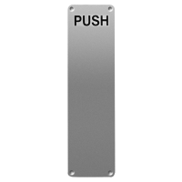 ASEC 75mm Wide  `Push` Finger Plate 300mm x 75mm `Push` - Stainless Steel