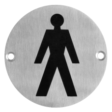 ASEC  Metal Toilet Door Sign 76mm SSS `Male` - Stainless Steel