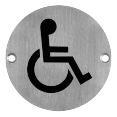 ASEC  Metal Toilet Door Sign 76mm SSS `Disabled` - Stainless Steel