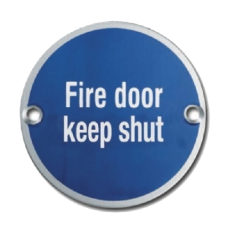 ASEC Metal `Fire Door Keep Shut` Sign 76mm SS - Stainless Steel