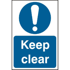 ASEC `Keep Clear` 200mm x 300mm PVC Self Adhesive Sign 1 Per Sheet - Blue & White