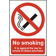 ASEC `No Smoking` 200mm x 300mm PVC Self Adhesive Sign Option 2 - Red & White