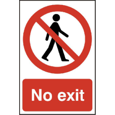 ASEC `No Exit` 200mm x 300mm PVC Self Adhesive Sign 1 Per Sheet - Red & White