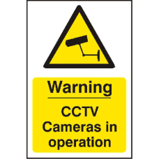 ASEC `Warning CCTV Cameras in Operation` 200mm x 300mm PVC Self Adhesive Sign 1 Per Sheet - White