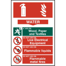 ASEC Fire Extinguisher 200mm x 300mm PVC Self Adhesive Sign Water