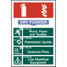 ASEC Fire Extinguisher 200mm x 300mm PVC Self Adhesive Sign Dry Powder