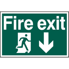 ASEC `Fire Exit` 200mm x 300mm PVC Self Adhesive Sign Down - Green