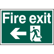 ASEC `Fire Exit` 200mm x 300mm PVC Self Adhesive Sign Left - Green
