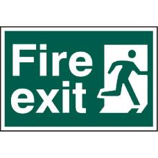 ASEC `Fire Exit` 200mm x 300mm PVC Self Adhesive Sign Front - Green
