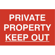 ASEC `Private Property Keep Out` 200mm x 300mm PVC Self Adhesive Sign 1 Per Sheet - Red