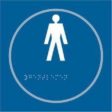 ASEC `Gents` 150mm x 150mm Taktyle (Braille) Self Adhesive Sign 1 Per Sheet - Blue