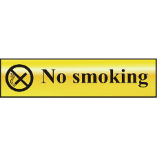 ASEC `No Smoking` 200mm x 50mm  Self Adhesive Sign 1 Per Sheet - Gold
