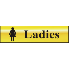 ASEC `Ladies` 200mm x 50mm  Self Adhesive Sign 1 Per Sheet - Gold