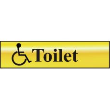 ASEC `Disabled Toilet` 200mm x 50mm  Self Adhesive Sign 1 Per Sheet - Gold