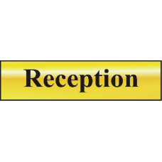 ASEC `Reception` 200mm x 50mm  Self Adhesive Sign 1 Per Sheet - Gold