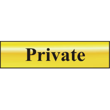 ASEC `Private` 200mm x 50mm  Self Adhesive Sign 1 Per Sheet - Gold