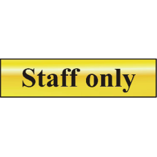 ASEC `Staff Only` 200mm x 50mm  Self Adhesive Sign 1 Per Sheet - Gold