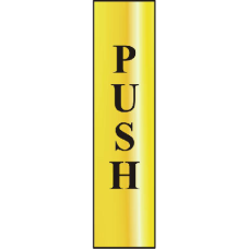 ASEC `Push` 200mm x 50mm  Self Adhesive Sign 1 Per Sheet - Gold