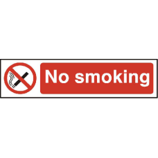 ASEC `No Smoking` 200mm x 50mm PVC Self Adhesive Sign 1 Per Sheet - Red & White