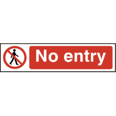 ASEC `No Entry` 200mm x 50mm PVC Self Adhesive Sign 1 Per Sheet - Red & White