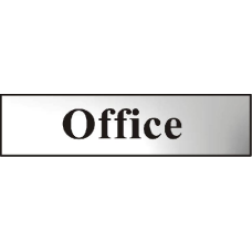ASEC `Office` 200mm x 50mm  Self Adhesive Sign 1 Per Sheet - Chrome Plated