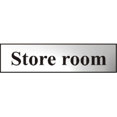 ASEC `Store Room` 200mm x 50mm  Self Adhesive Sign 1 Per Sheet - Chrome Plated