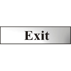 ASEC `Exit` 200mm x 50mm  Self Adhesive Sign 1 Per Sheet - Chrome Plated