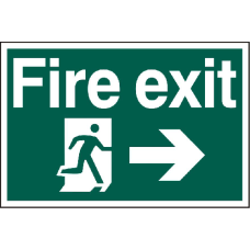 ASEC `Fire Exit` 400mm x 600mm PVC Self Adhesive Sign Right