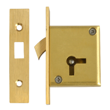 ASEC 85 4 Lever Mortice Cupboard Hooklock 64mm Keyed To Differ Left Handed  - Satin Brass