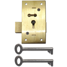 ASEC 51 2 & 4 Lever Straight Cupboard Lock 4 Lever 75mm Keyed Alike  - Satin Brass